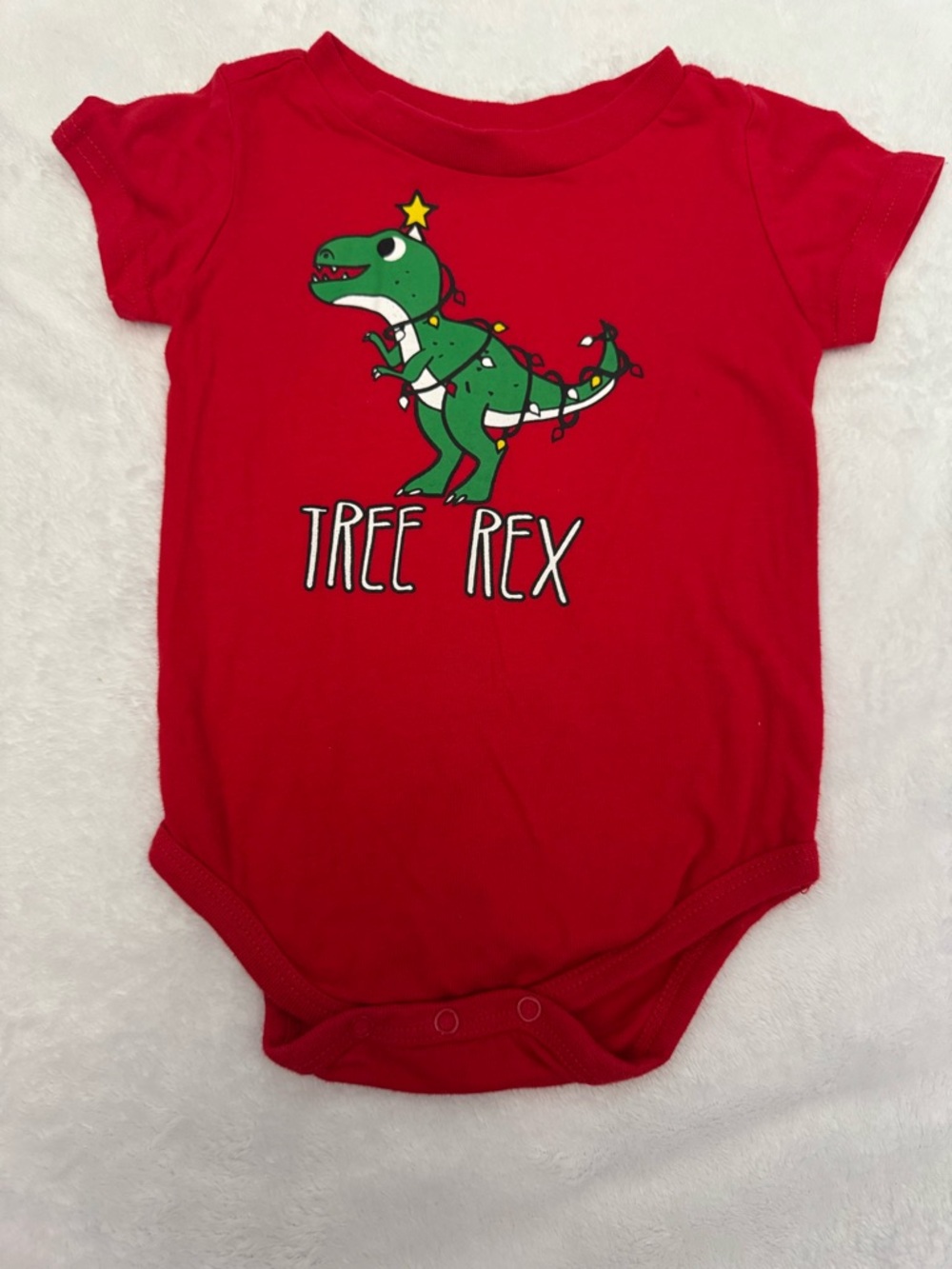 Red 'Tree Rex' Dino Graphic One-Piece Bodysuit for Kids
